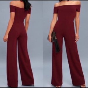 Maroon Off the Shoulder Jumpsuit
